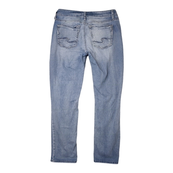 Silver Avery Straight High Rise Crop Distressed Light Wash Jean Size 30 - Picture 5 of 16